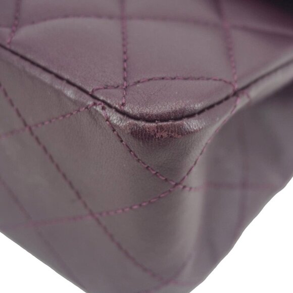 Chanel  Classic Flap Medium Quilted Leather Shoulder Bag Purple - Picture 12 of 16